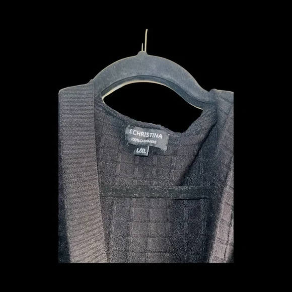 S. CHRISTINA Black Cardigan 100% Cashmere - Picture 4 of 4